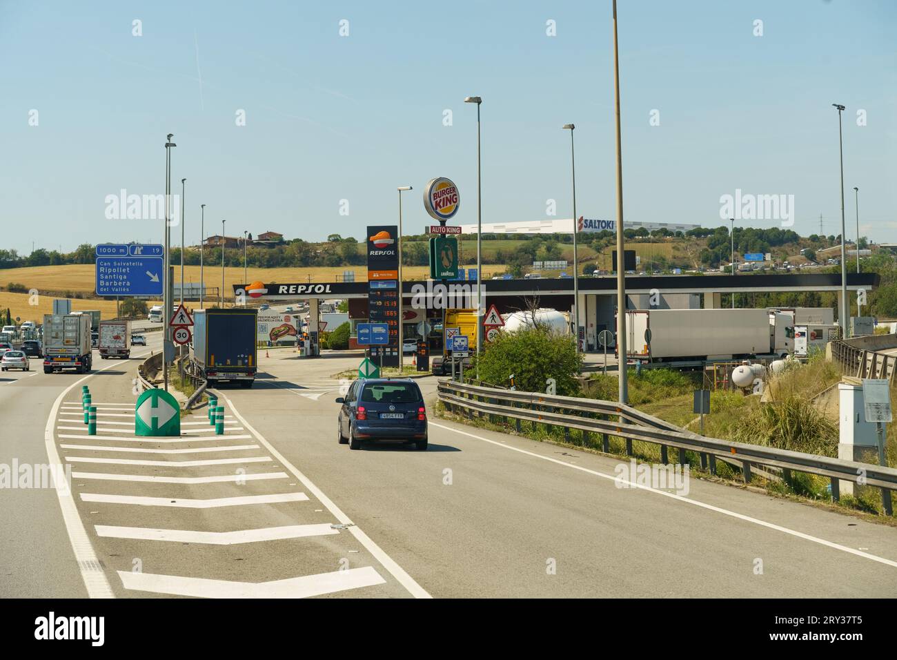 Barcelona, Spain May 15, 2023 Gas station of Repsol a Spanish
