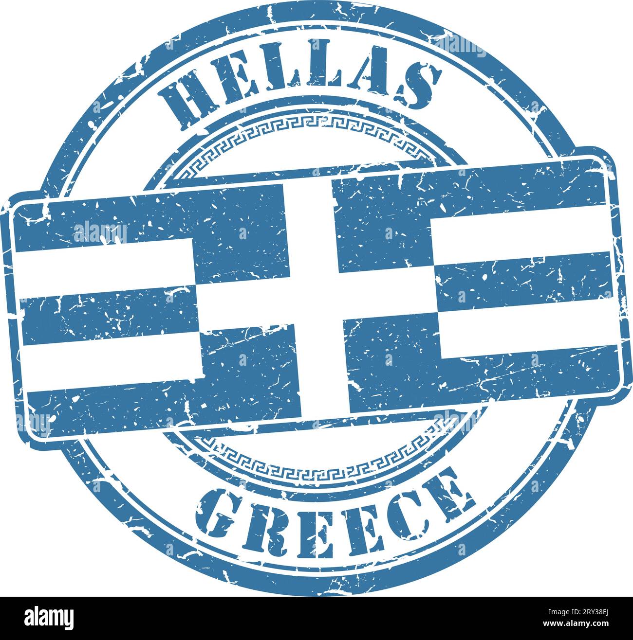 Grunge stamp 'Greece'. Greek flag. Stock Vector