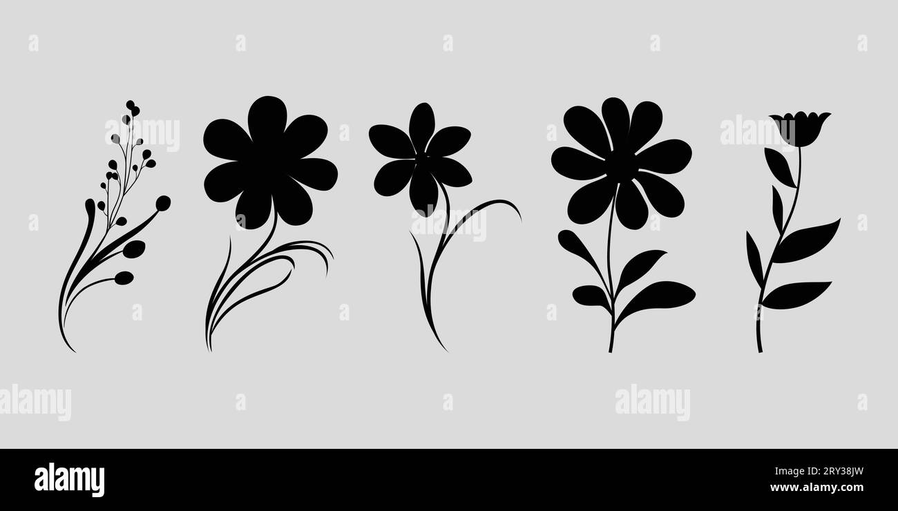 Simple vector art of flower icons Collection Stock Vector