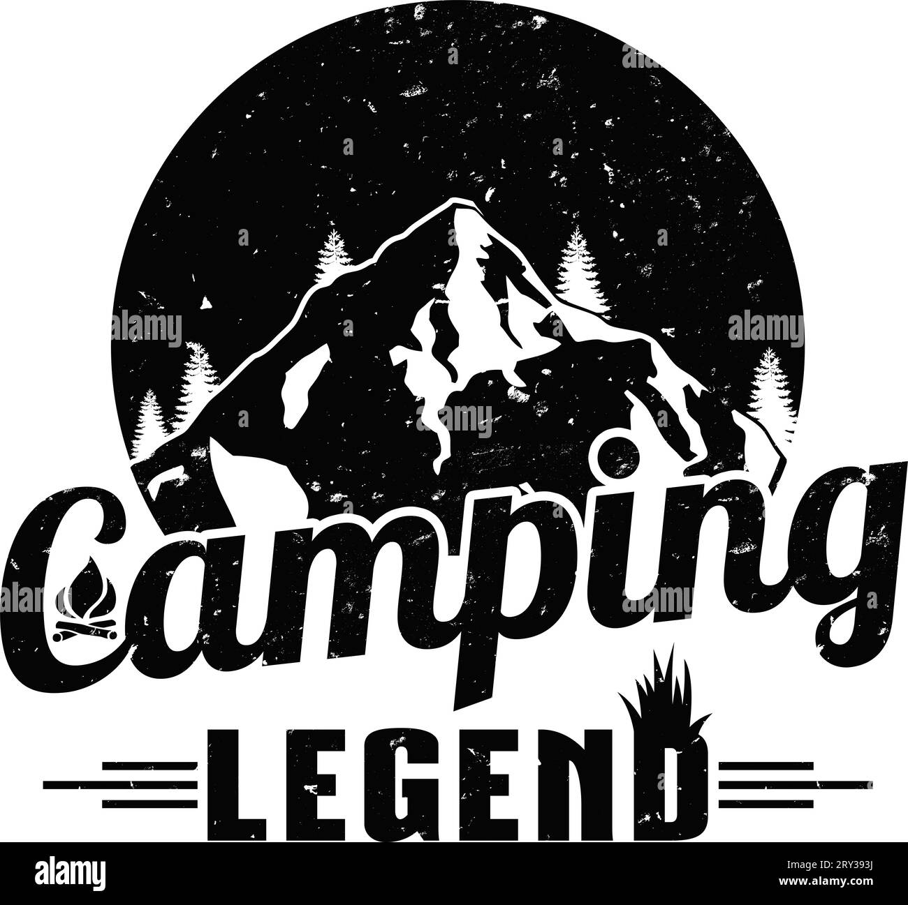 Camping Legend Distressed Black Camper Design Stock Photo Alamy