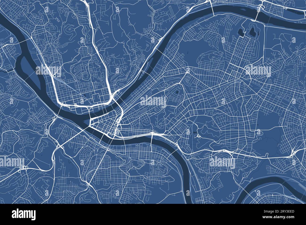 Blue Pittsburgh map Pennsylvania - Blue Pittsburgh Map Pennsylvania United States Detailed Municipality Map Skyline Panorama Decorative Graphic Tourist Map Of Pittsburgh Territory 2RY3EED 