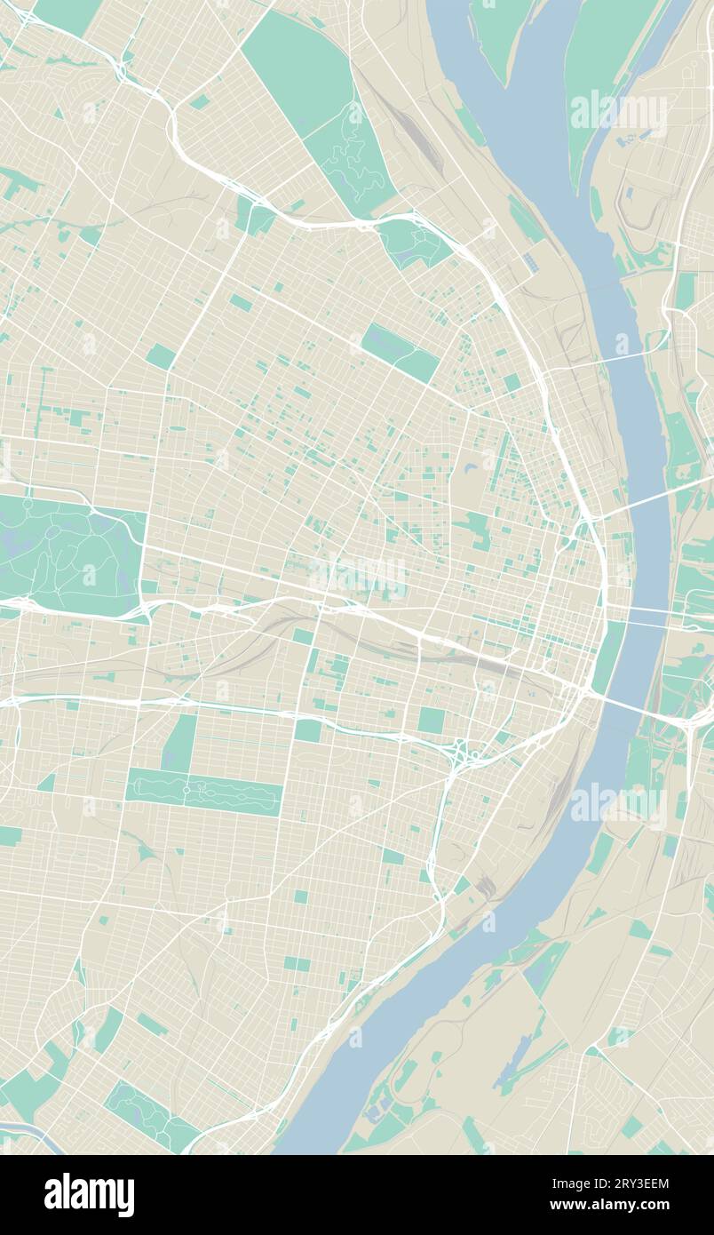 Detailed map of St Louis city - Detailed Map Of St Louis City Missouri United States Municipal Administrative Area Map With Rivers And Roads Parks And Railways Vector Illustrat 2RY3EEM