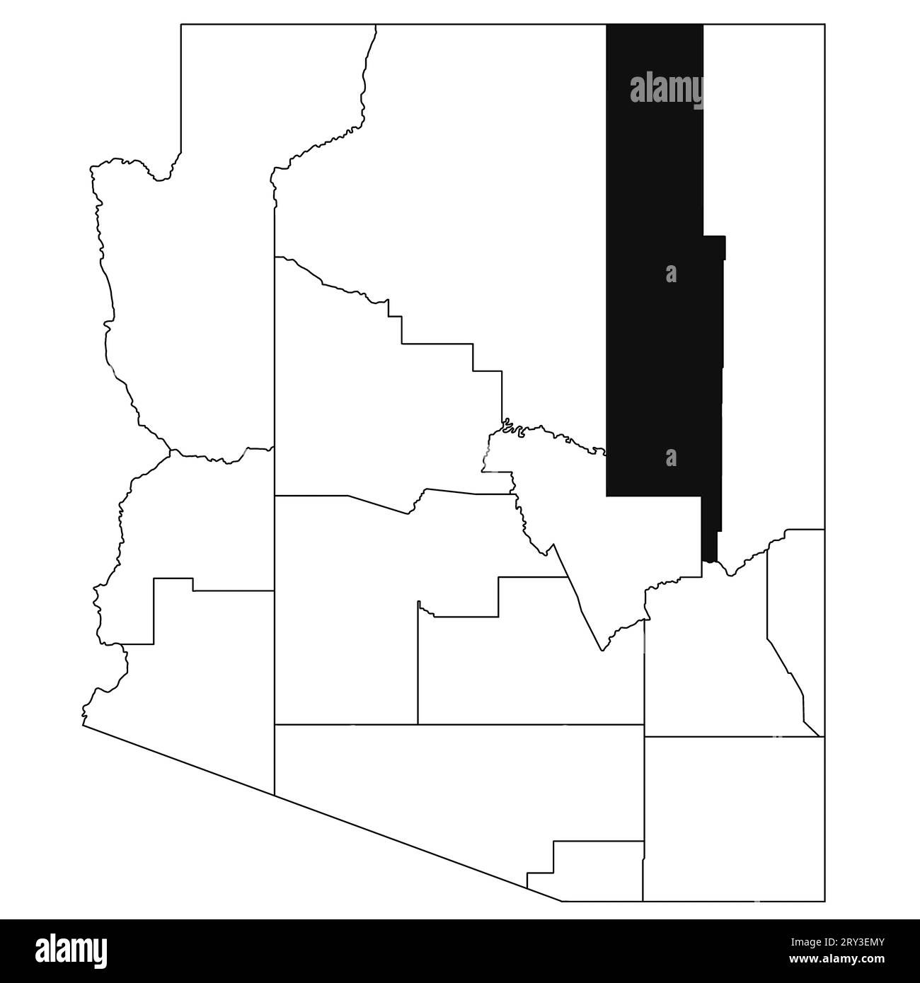 Map of Navajo County in Arizona state on white background. single