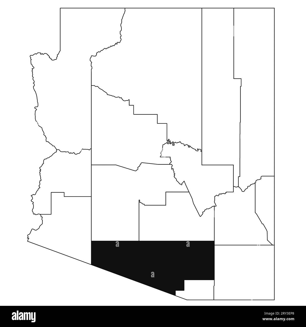 Map of Pima County in Arizona state on white background. single County
