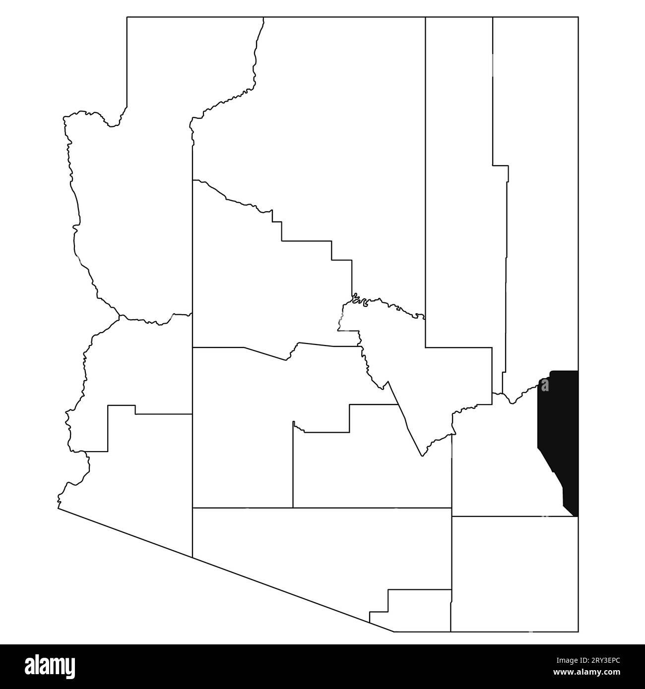 Map of greelee County in Arizona state on white background. single County map highlighted by black colour on Arizona map. UNITED STATES, US Stock Photo