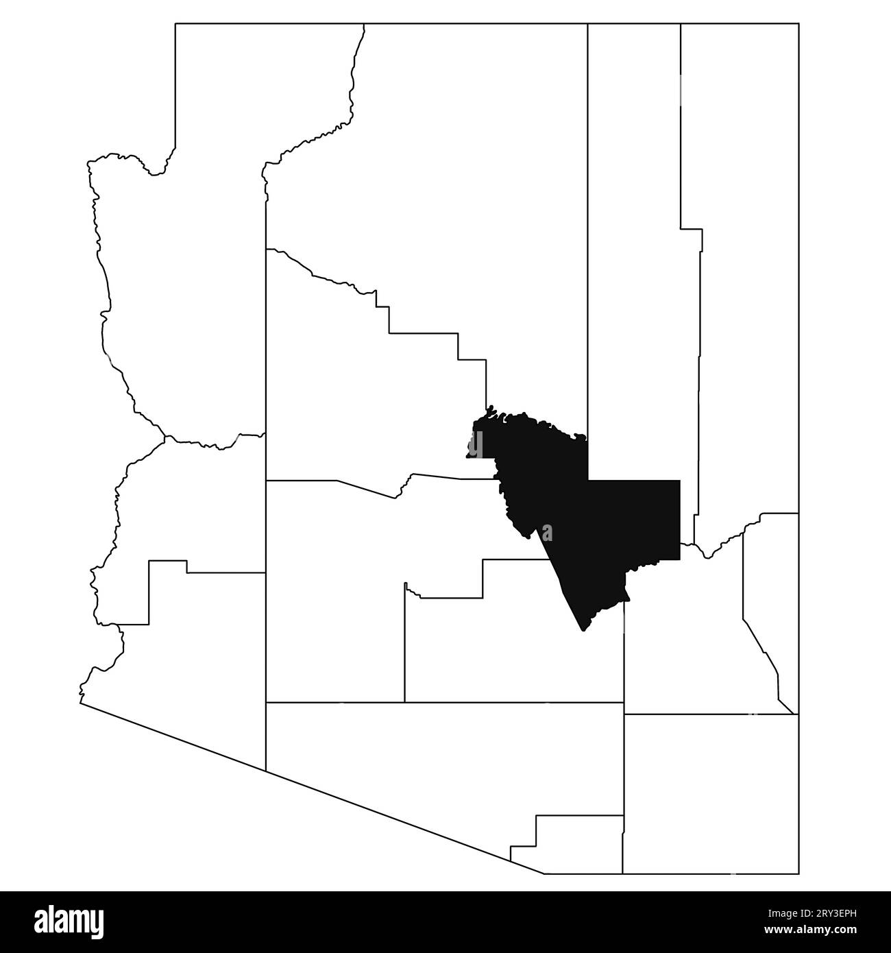 Map of Gila County in Arizona state on white background. single County