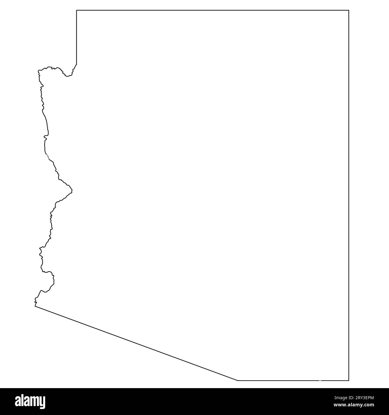 High detailed illustration map - outline Arizona State Map Stock Photo