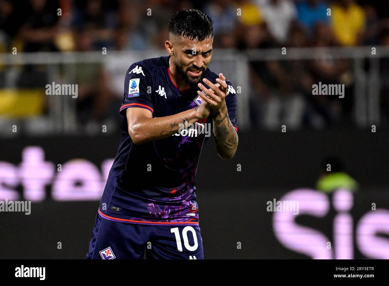 Florence, Italy. 03rd Apr, 2022. Nicolas Gonzalez (ACF Fiorentina)  celebrates after scoring a goal during ACF Fiorentina vs Empoli FC, italian  soccer Serie A match in Florence, Italy, April 03 2022 Credit