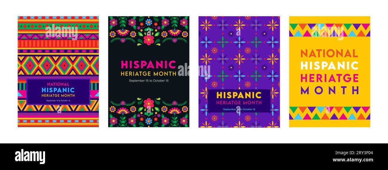 Hispanic heritage month. Vector web banner, poster, card for social media, networks. Greeting with national Hispanic heritage month text, flowers on Stock Vector