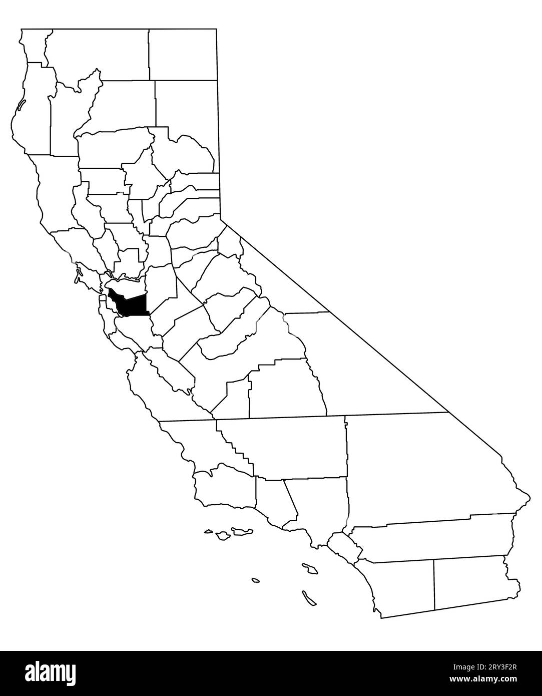 Map of Alameda County in California state on white background. single