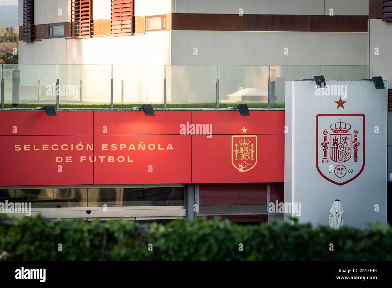 Spain Rfef Background Facade of the headquarters of the Royal Spanish Football Federation ...