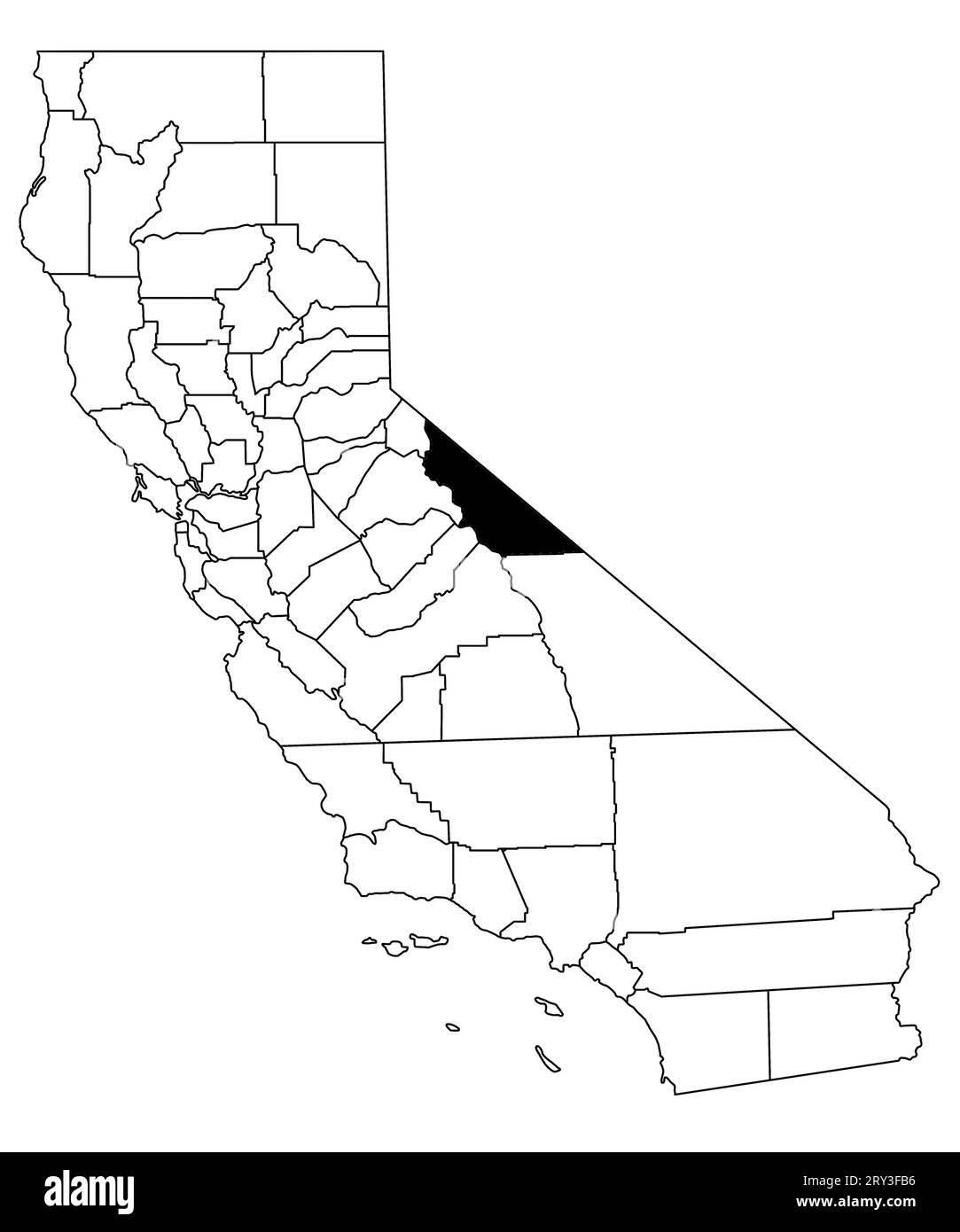 Map of mono County in California state on white background. single County map highlighted by