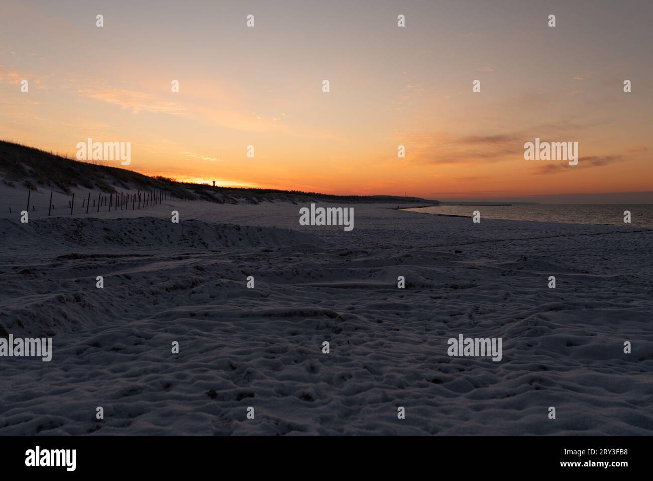 Sunset over the Baltic Sea, dramatic sky Stock Photo