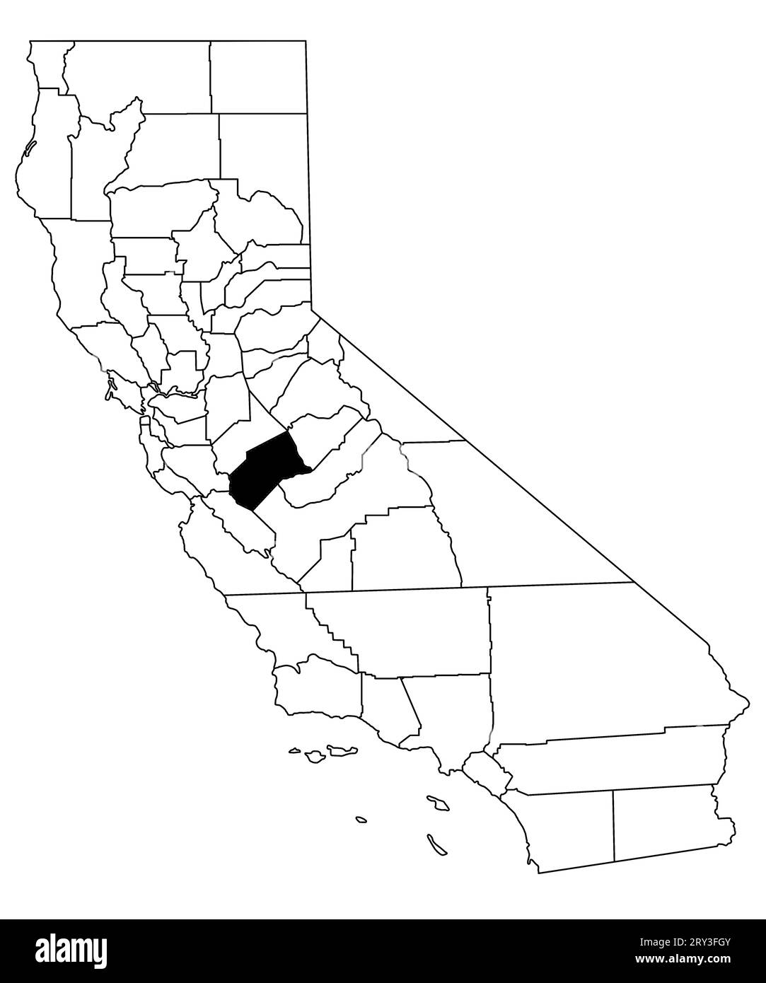 Map of merced County in California - Map Of Merced County In California State On White Background Single County Map Highlighted By Black Colour On California Map United States Us 2RY3FGY