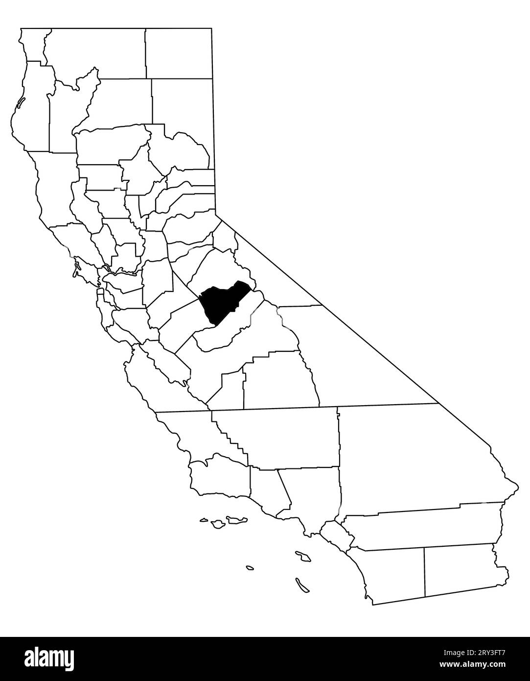 Map of Mariposa County in California state on white background. single