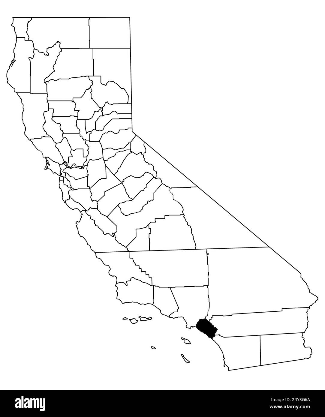 Map of orange County in California state on white background. single