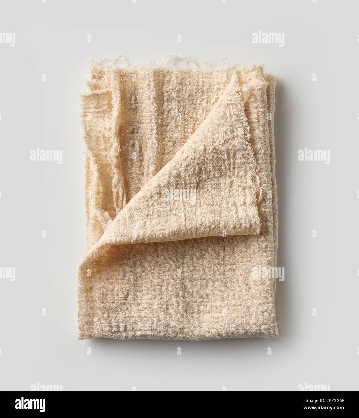 folded cotton napkin isolated on white background, top view Stock Photo