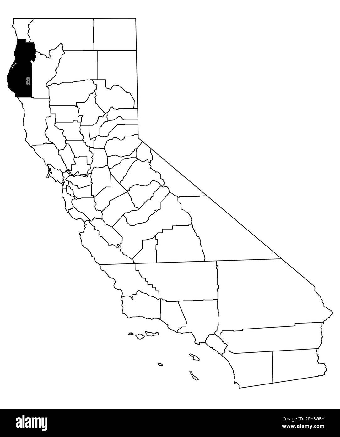 Map of Humboldt County in California state on white background. single