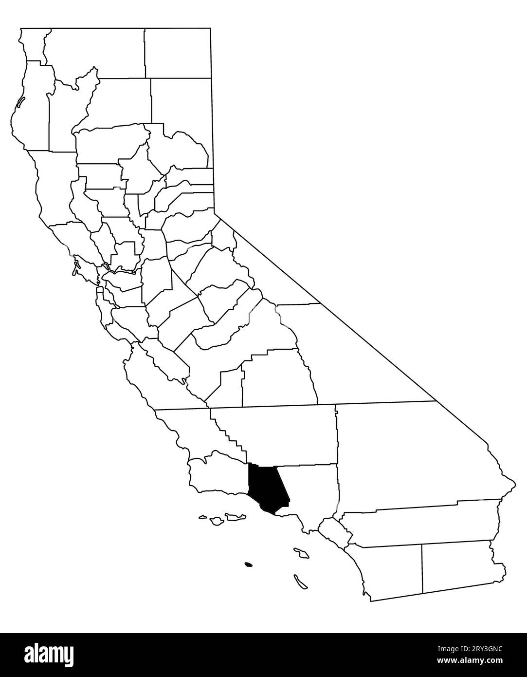 Map of Ventura County in California state on white background. single County map highlighted by
