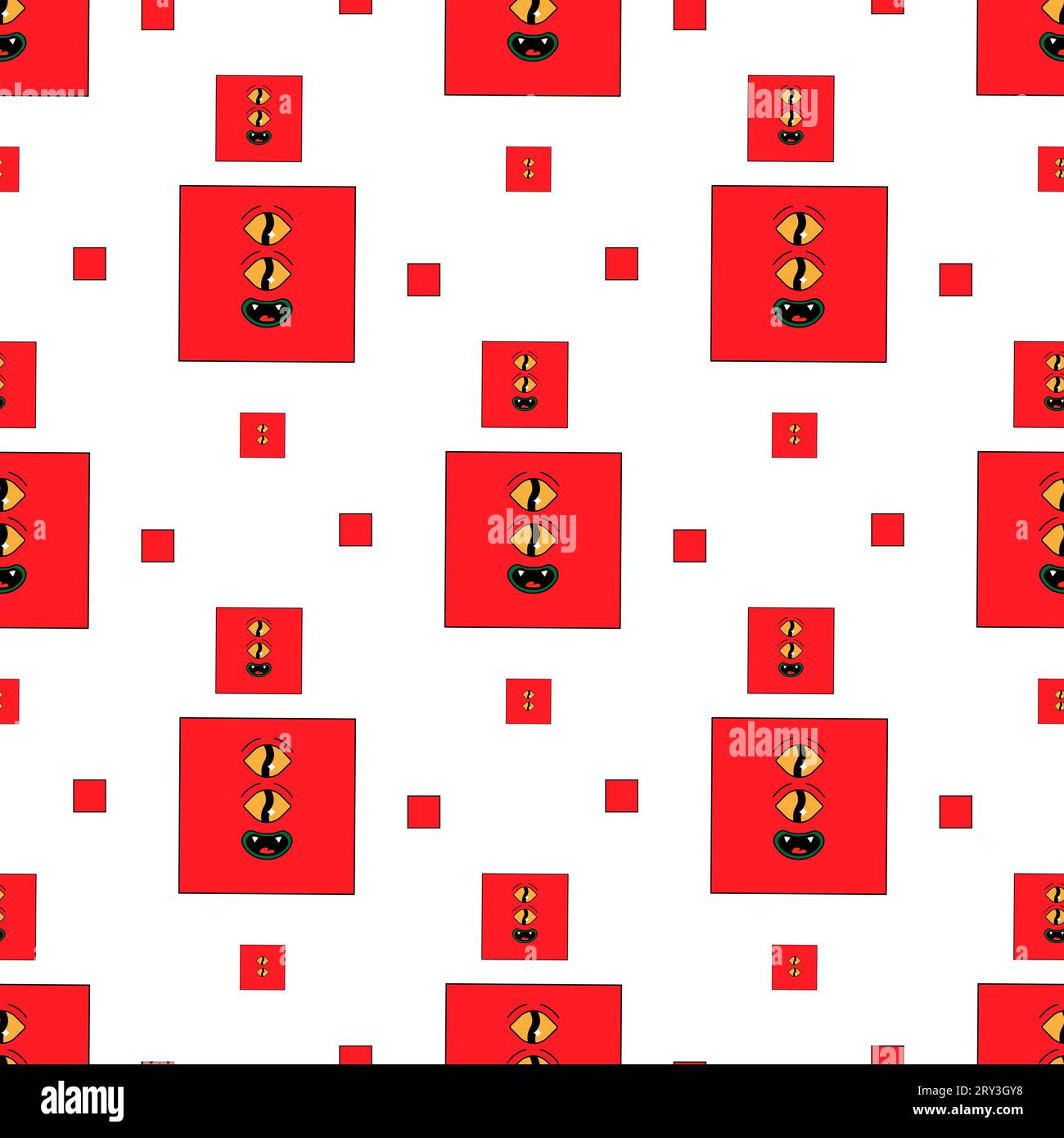 Geometric seamless psychedelic groovy pattern. different shapes. square Stock Vector