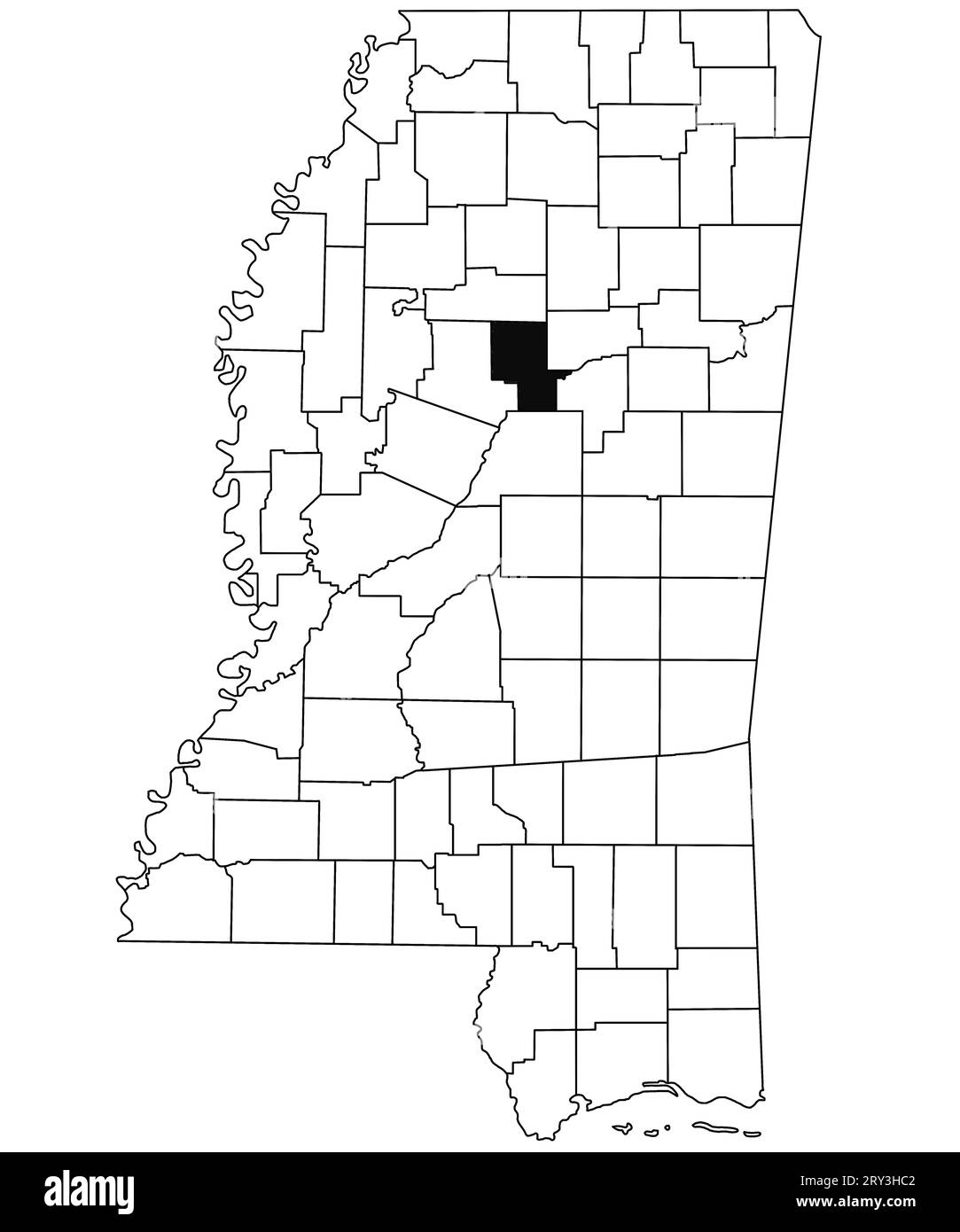 Map of Montgomery County in Mississippi state on white background