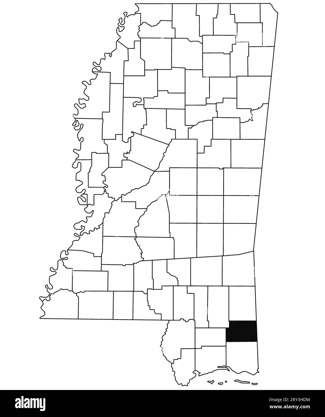 Map of County in Mississippi state on white background. single