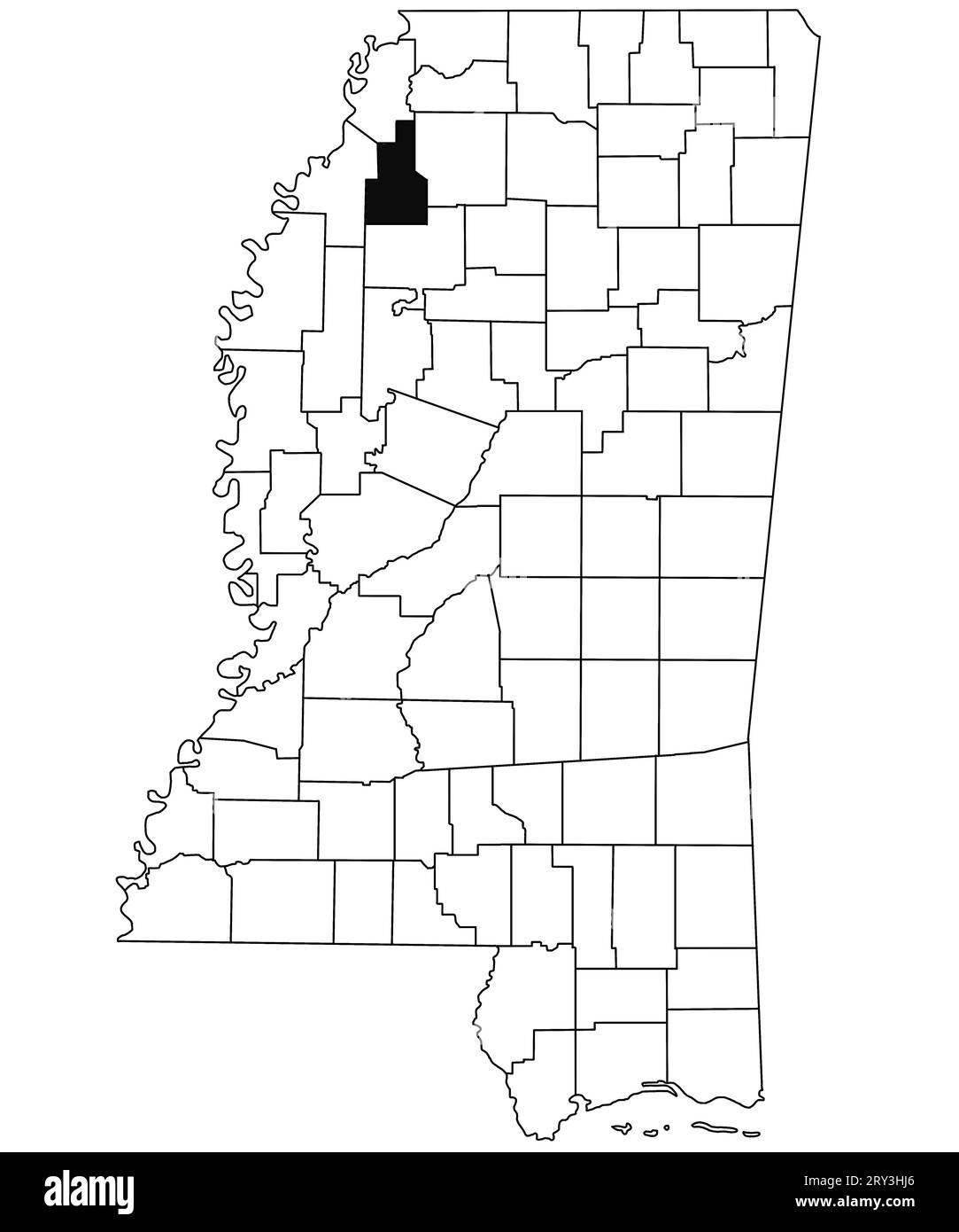 Map of quitman County in Mississippi state on white background. single
