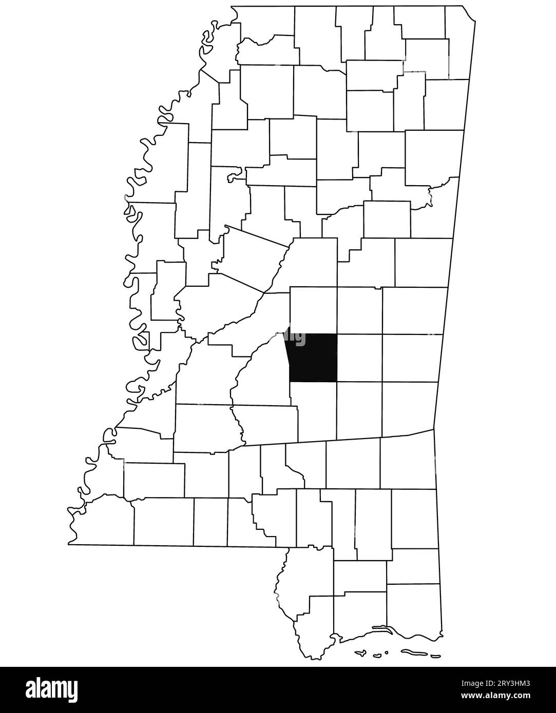 Map of Scott County in Mississippi state on white background. single County map highlighted by