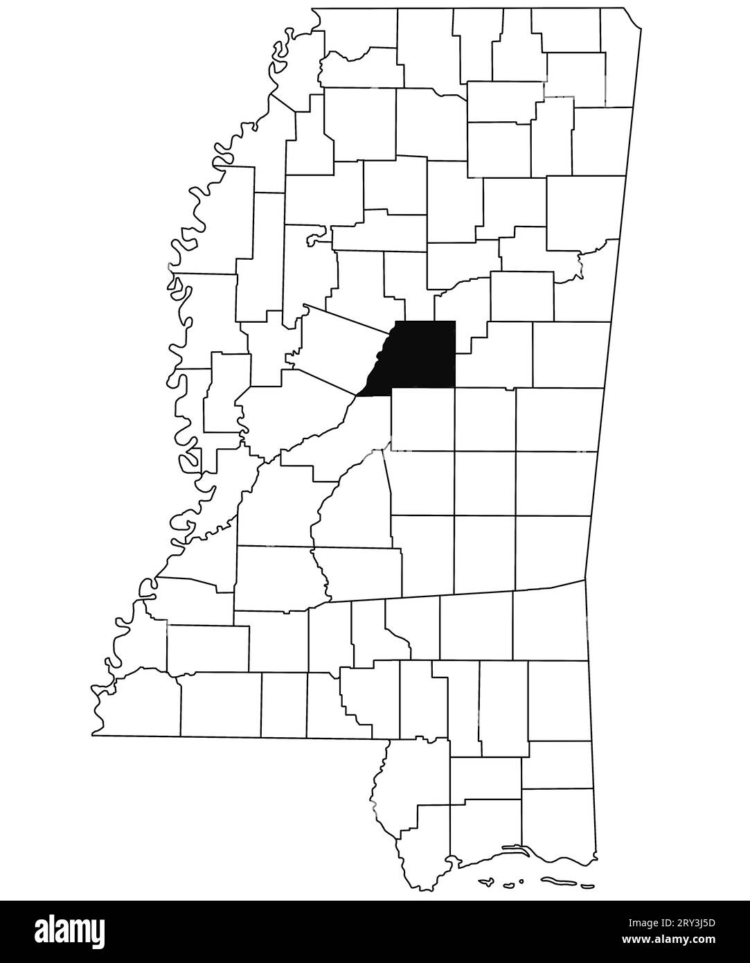 Map of attala County in Mississippi state on white background. single ...