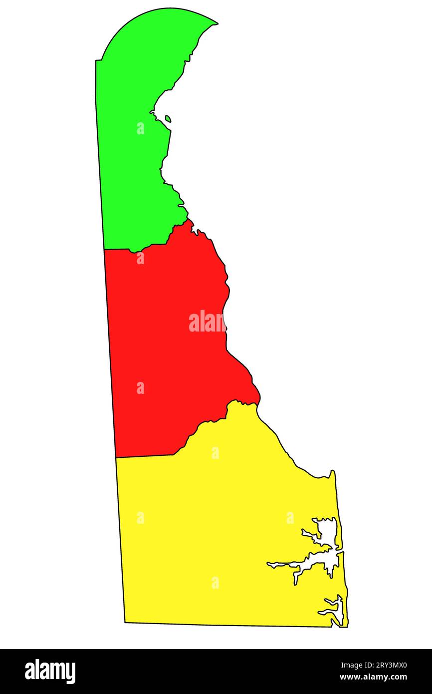 Delaware administrative map. counties map of Delaware with different