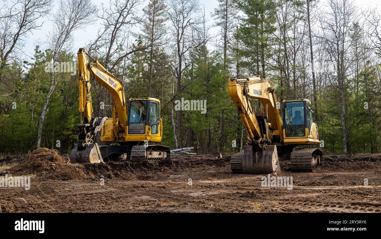 CROW WING CO, MN 10 MAY 2023 Angled view of two wellused working