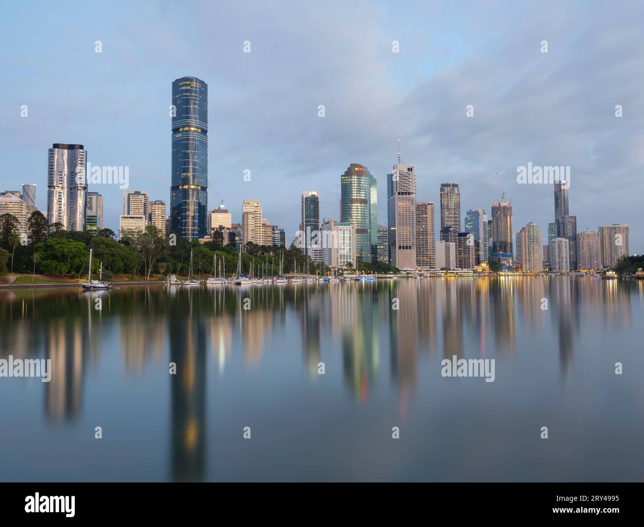 Early morning over the city of Brisbane, Australia. Stock Photo