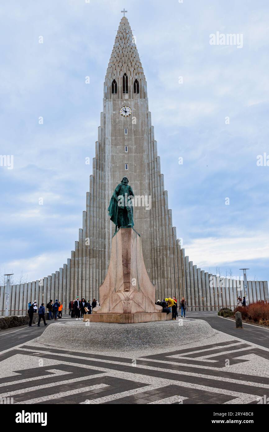 Hallgrimskirkja cathedral circa March 2023 with majestic concrete