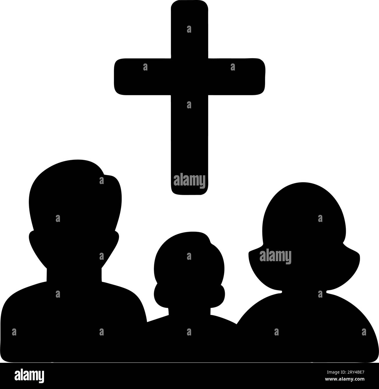 catholic religion family silhouette Stock Vector