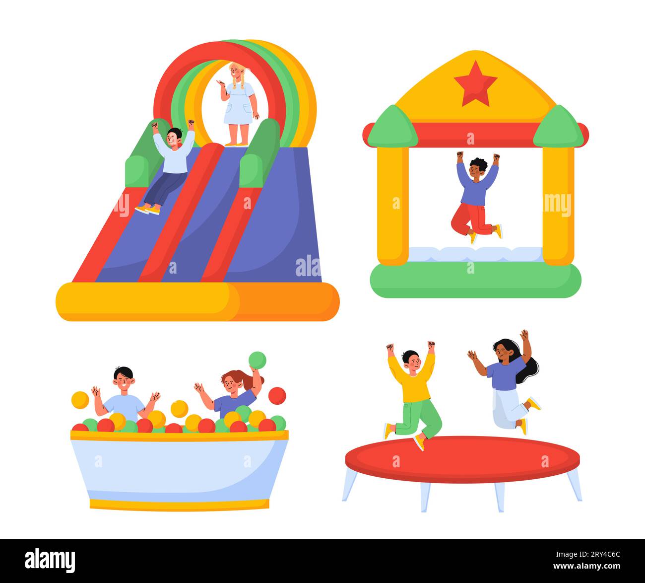 Children on trampolines vector set Stock Vector Image & Art Alamy