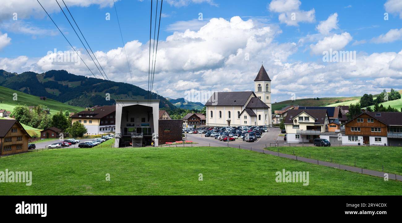 Brulisau, Switzerland - July 4, 2023: Brulisau is a village in the Swiss canton of Appenzell Ausserrhoden and is also the starting station of the Hohe Stock Photo