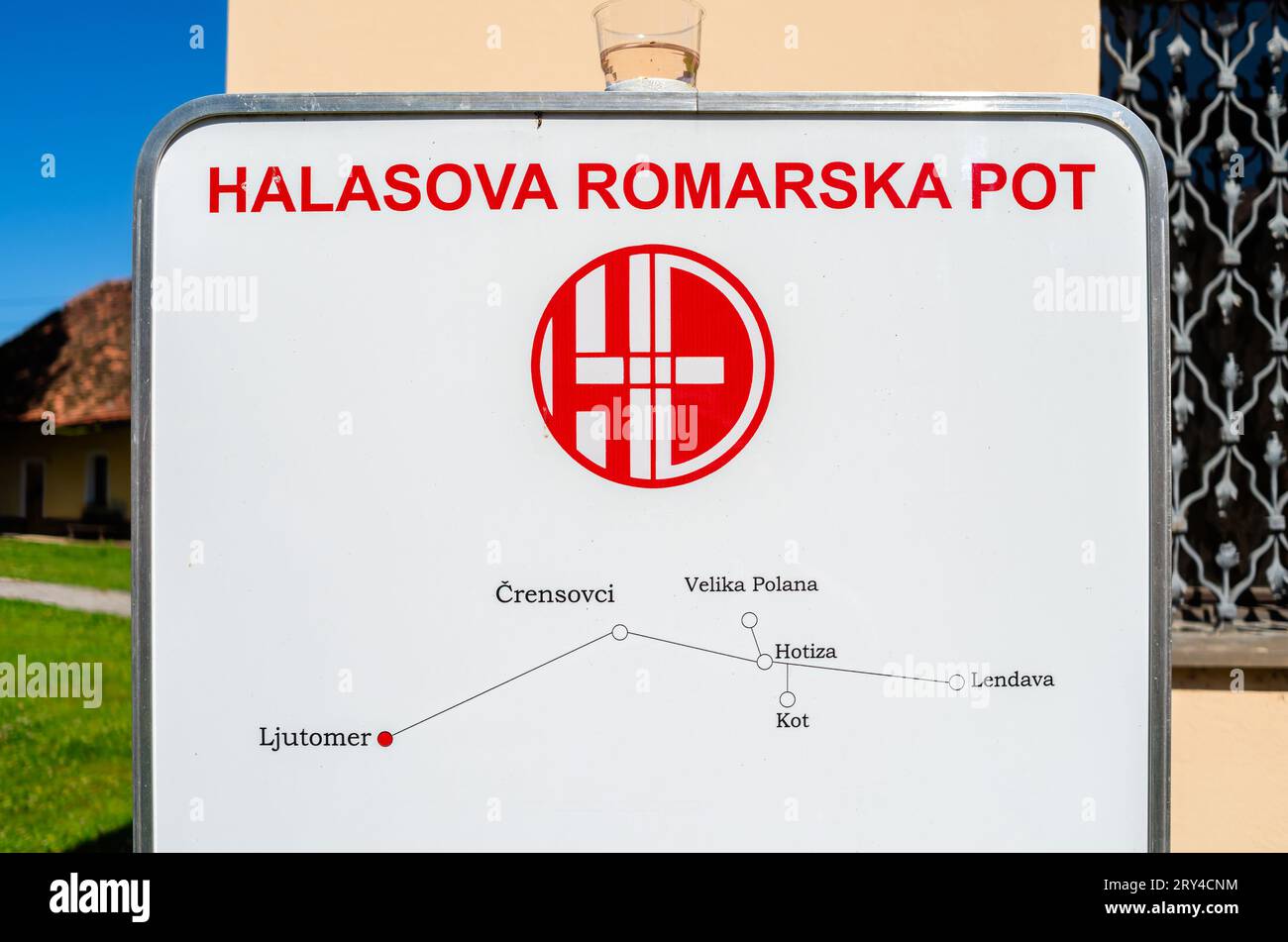 Ljutomer, Slovenia - July 14, 2023: The pilgrimage route of slovenian martyr Halas. Stock Photo