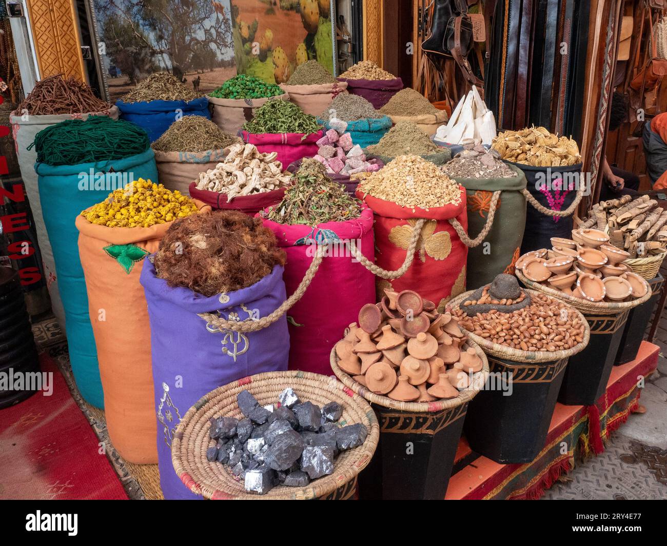 Spice shop in the old town in Marrakech, Morocco Stock Photo
