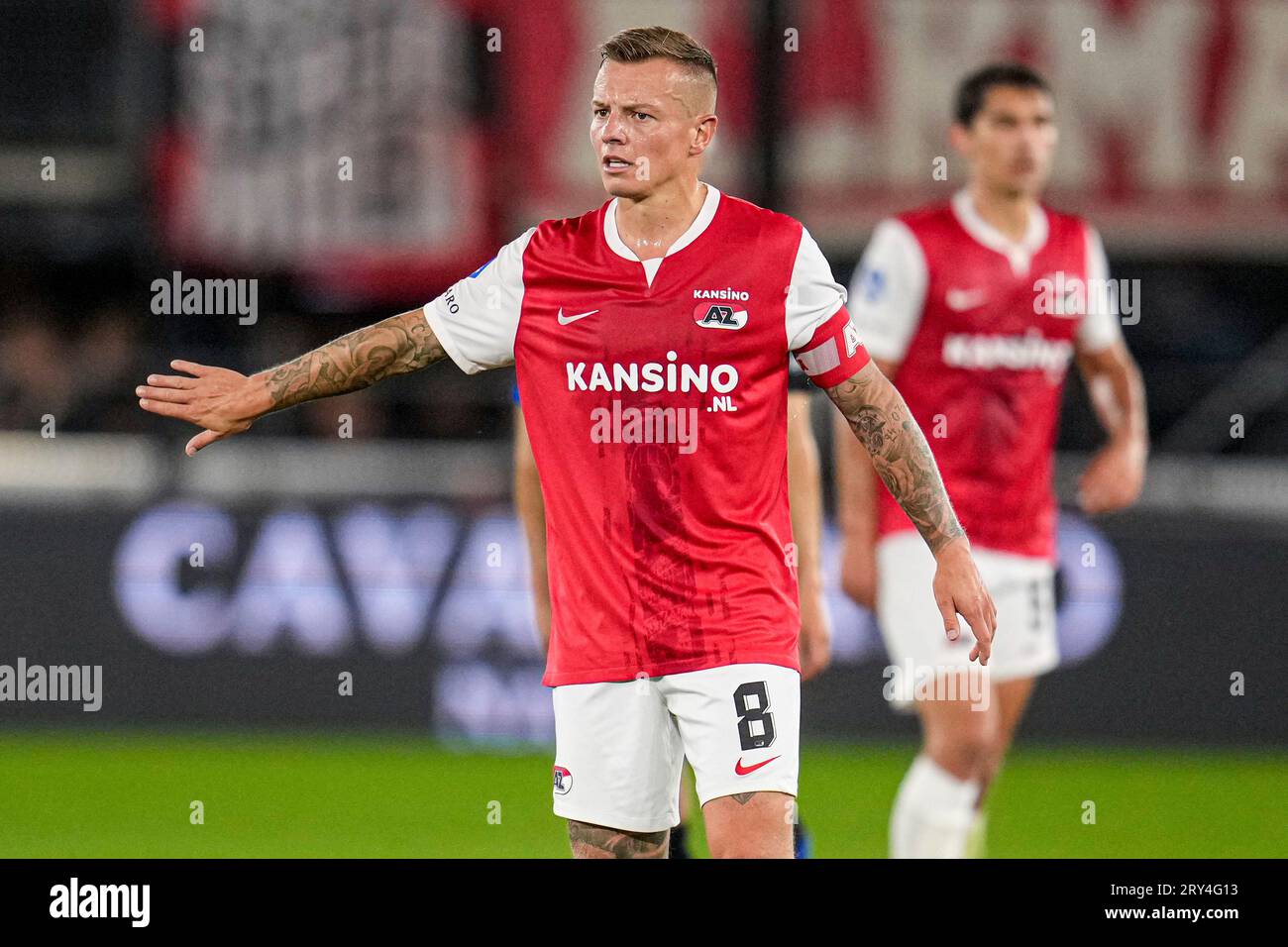 Alkmaar, Netherlands. 28th Sep, 2023. ALKMAAR, NETHERLANDS - SEPTEMBER 28: Jordy Clasie of AZ during the Dutch Eredivisie match between AZ and Heracles Almelo at AFAS Stadion on September 28, 2023 in Alkmaar, Netherlands. (Photo by Patrick Goosen/Orange Pictures) Credit: dpa/Alamy Live News Stock Photo