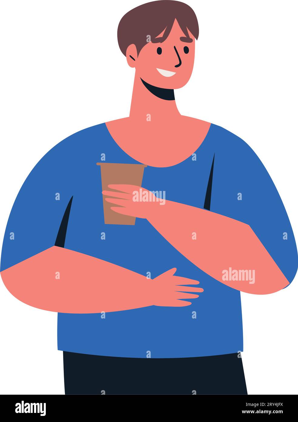 man drinking coffee cartoon Stock Vector