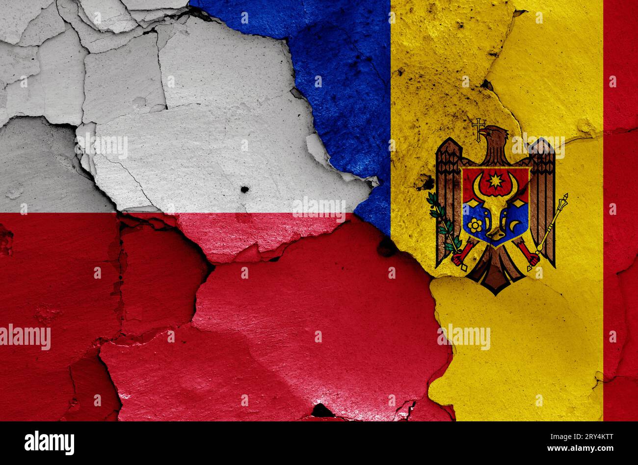 flags of Poland and Moldova painted on cracked wall Stock Photo - Alamy