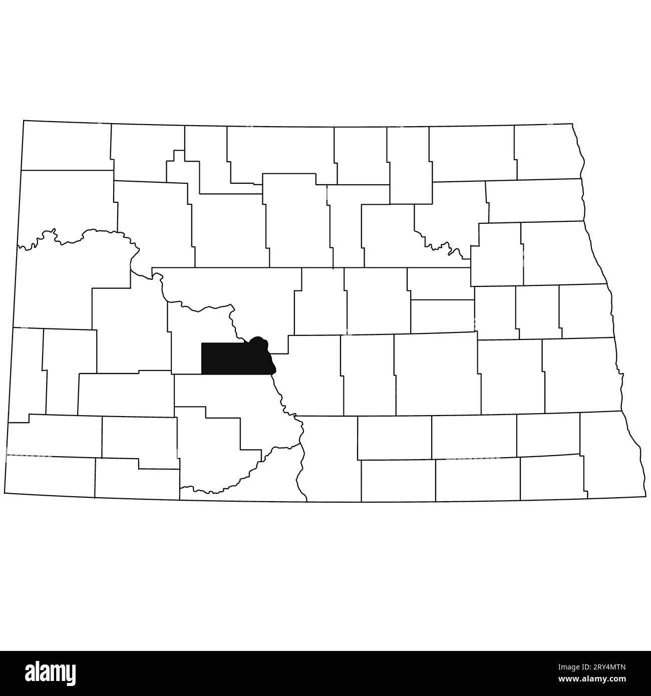 Map of Oliver County in North Dakota state on white background. single