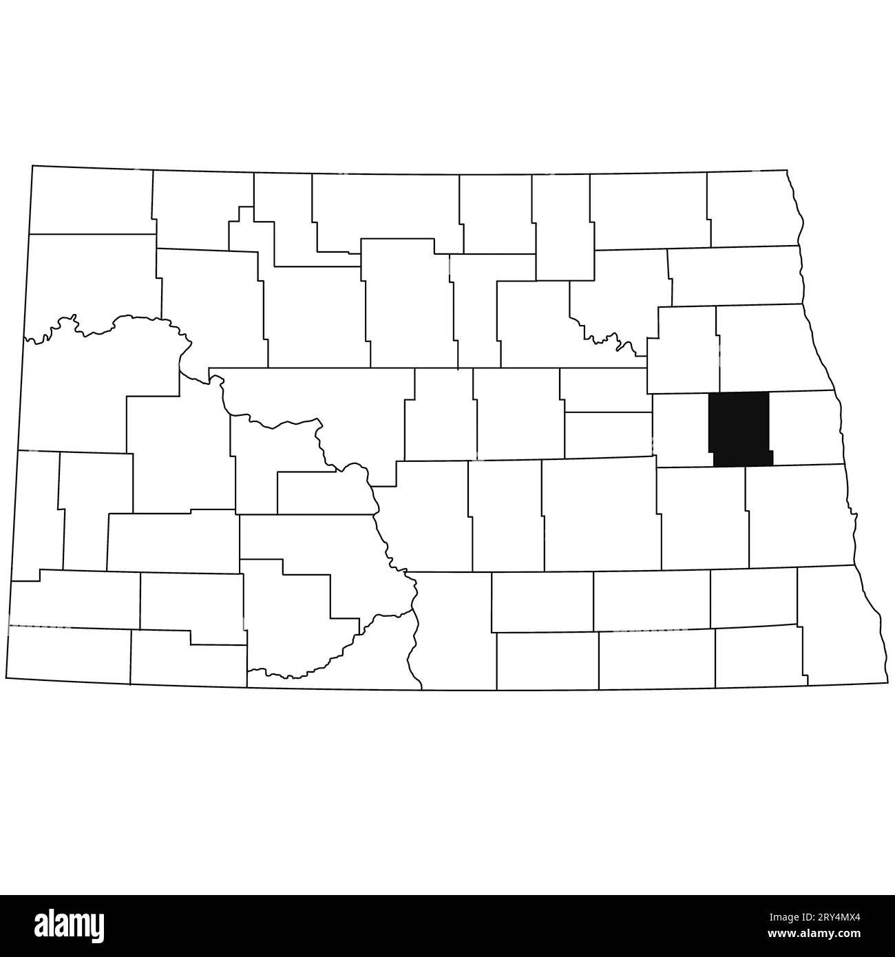 Map of Steele County in North Dakota state on white background. single County map highlighted by black colour on North Dakota map . Stock Photo