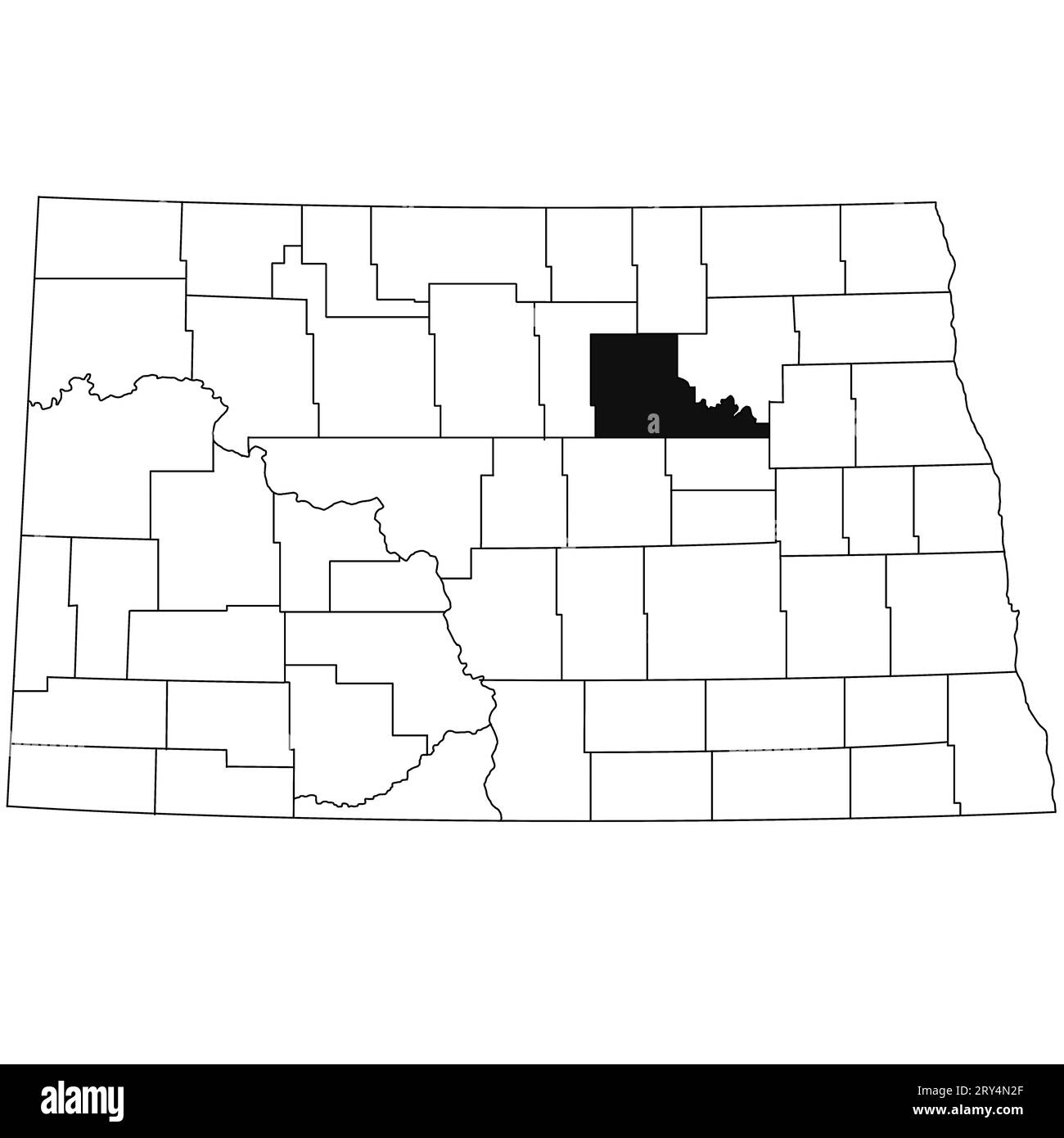 Map of Benson County in North Dakota state on white background. single