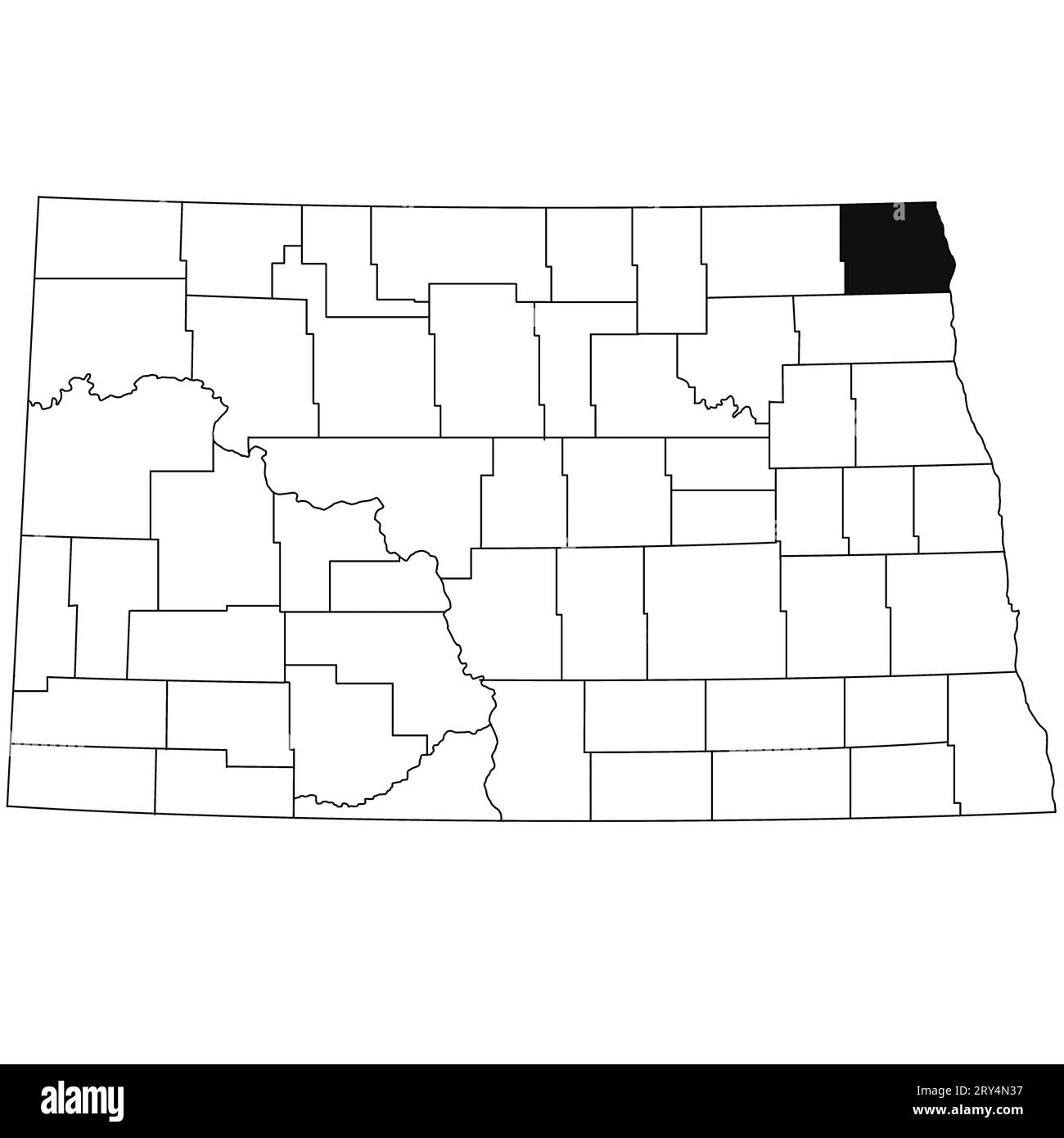 Map of pembina County in North Dakota state on white background. single
