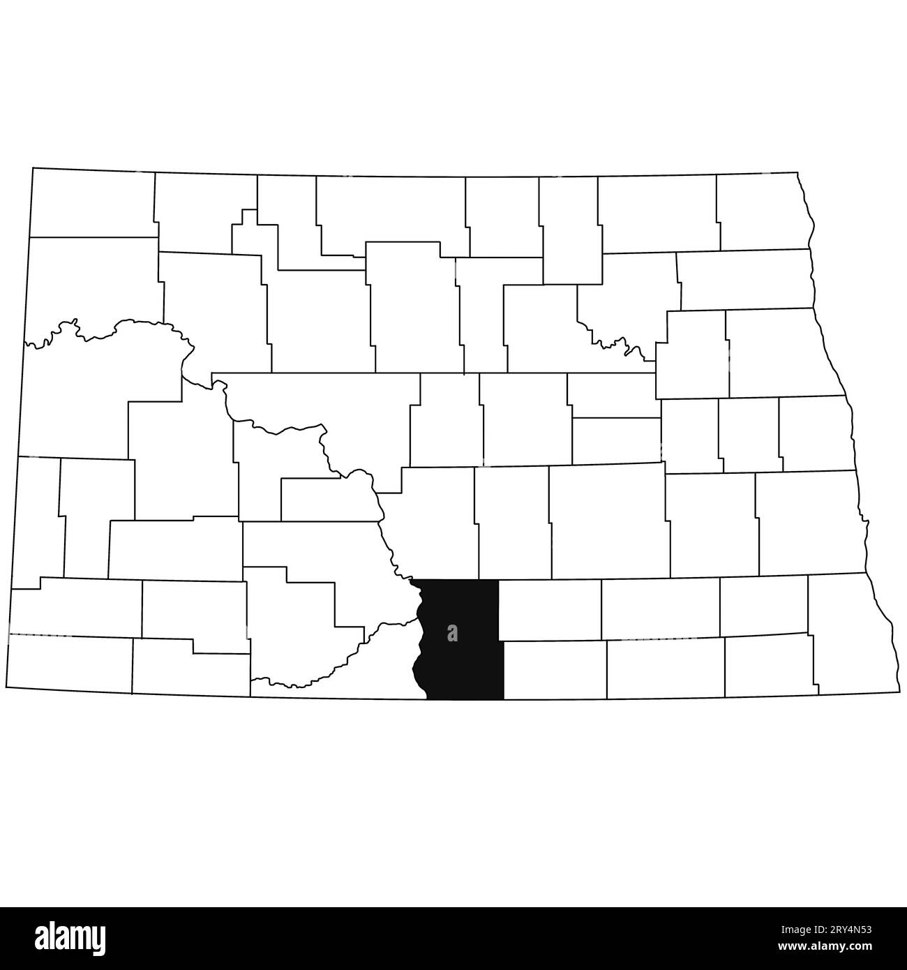Map of Emmons County in North Dakota state on white background. single