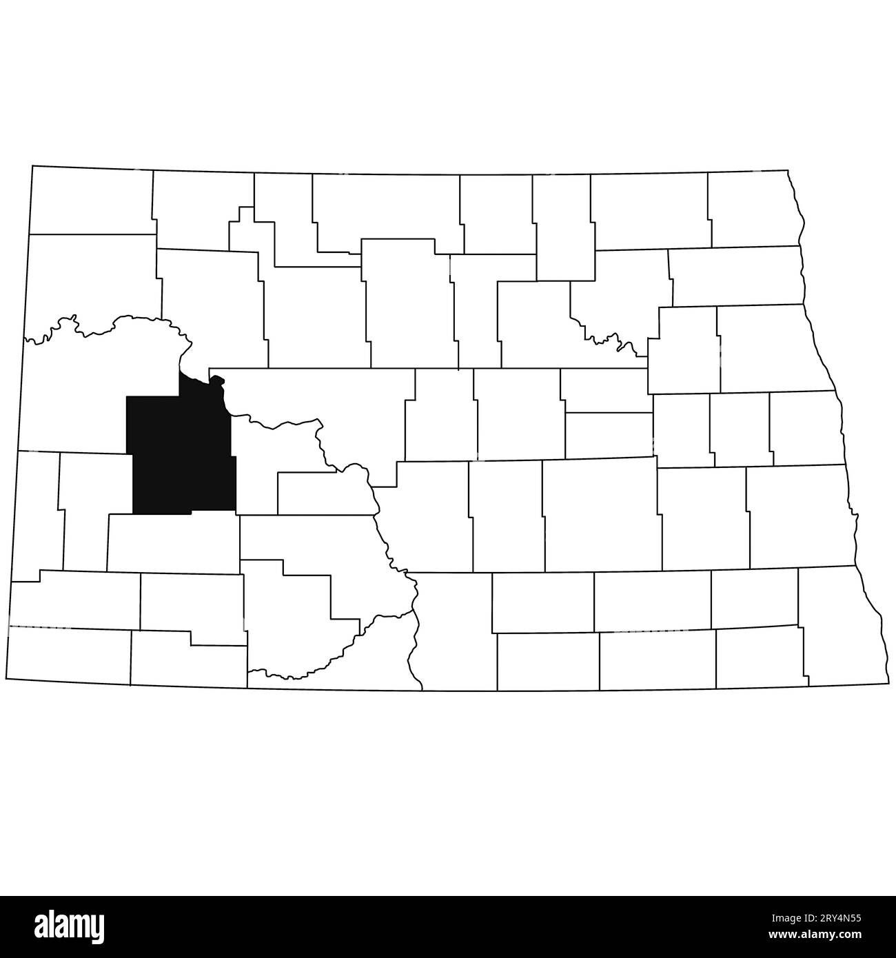 Map of Dunn County in North Dakota state on white background. single