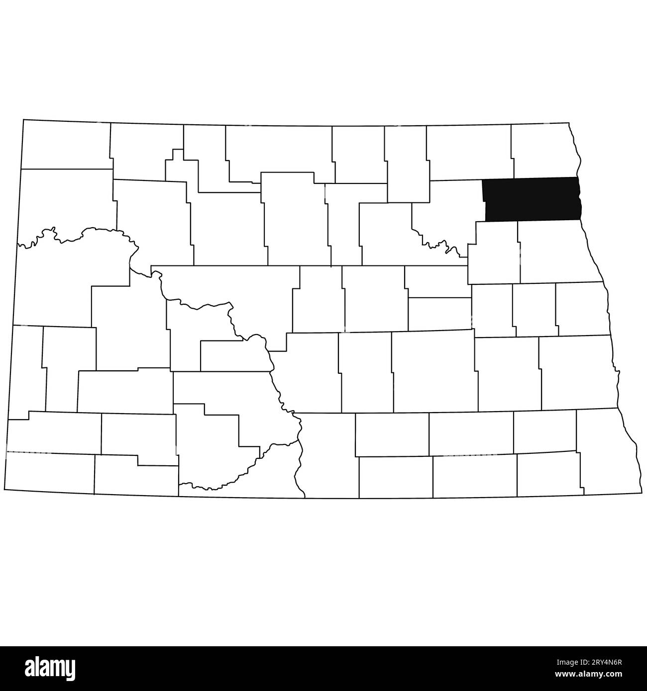 Map of Walsh County in North Dakota state on white background. single
