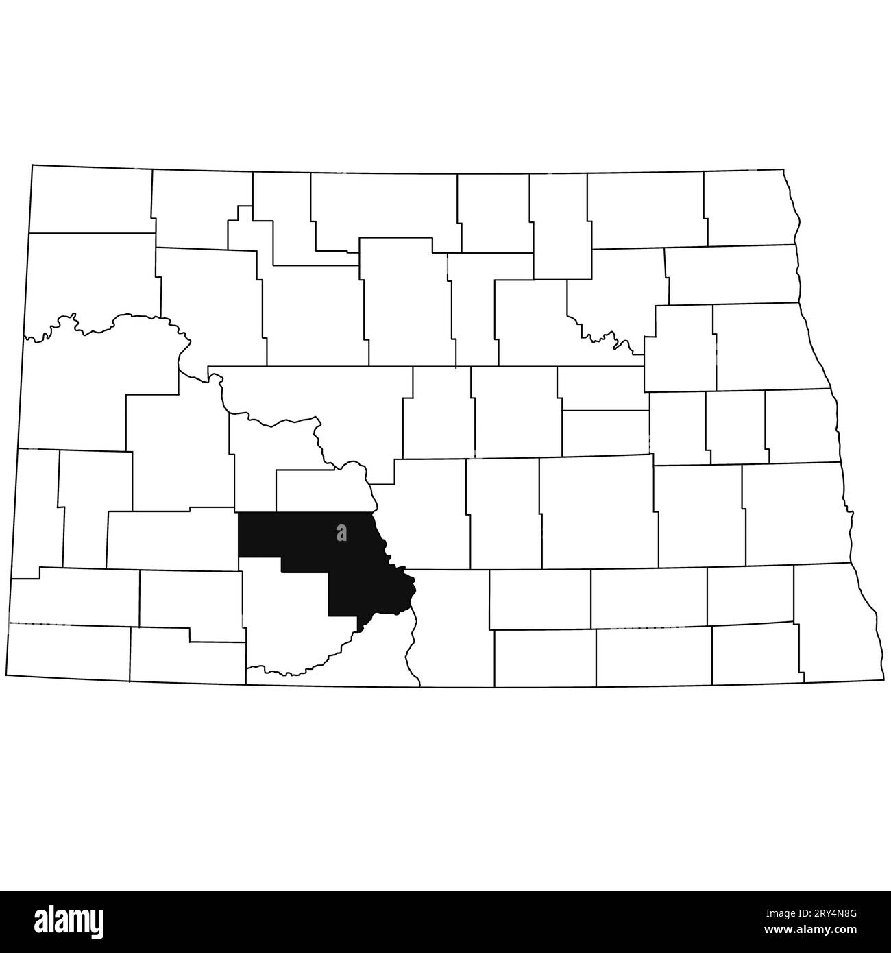 Map of Morton County in North Dakota state on white background. single