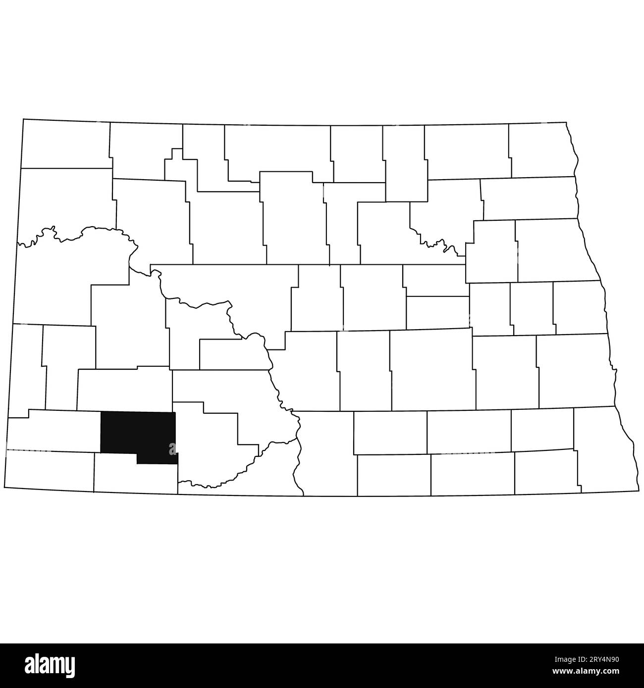 Map of hettinger County in North Dakota state on white background